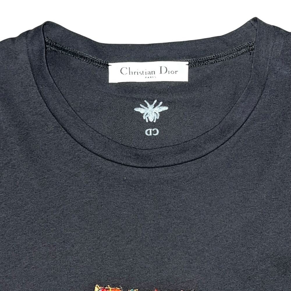 L Christian Dior Black The Subversive Stitch 2019 Embroidered Fringe T-Shirt Top - Picture 10 of 13